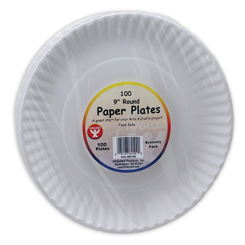 Paper Plates 9", White, Pack of 100