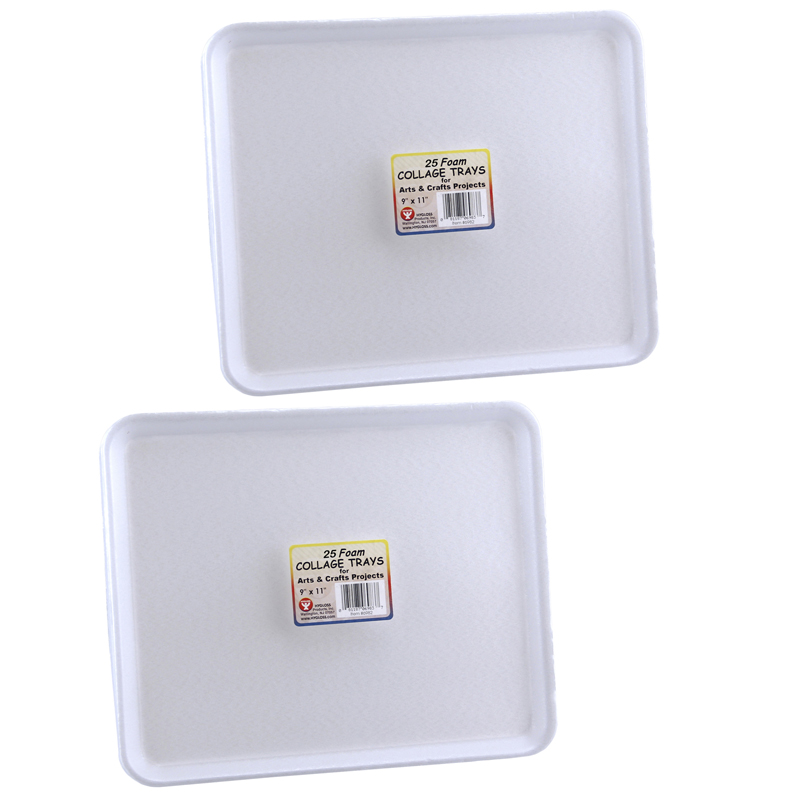 Foam Trays, 9" x 11", 25 Per Pack, 2 Packs