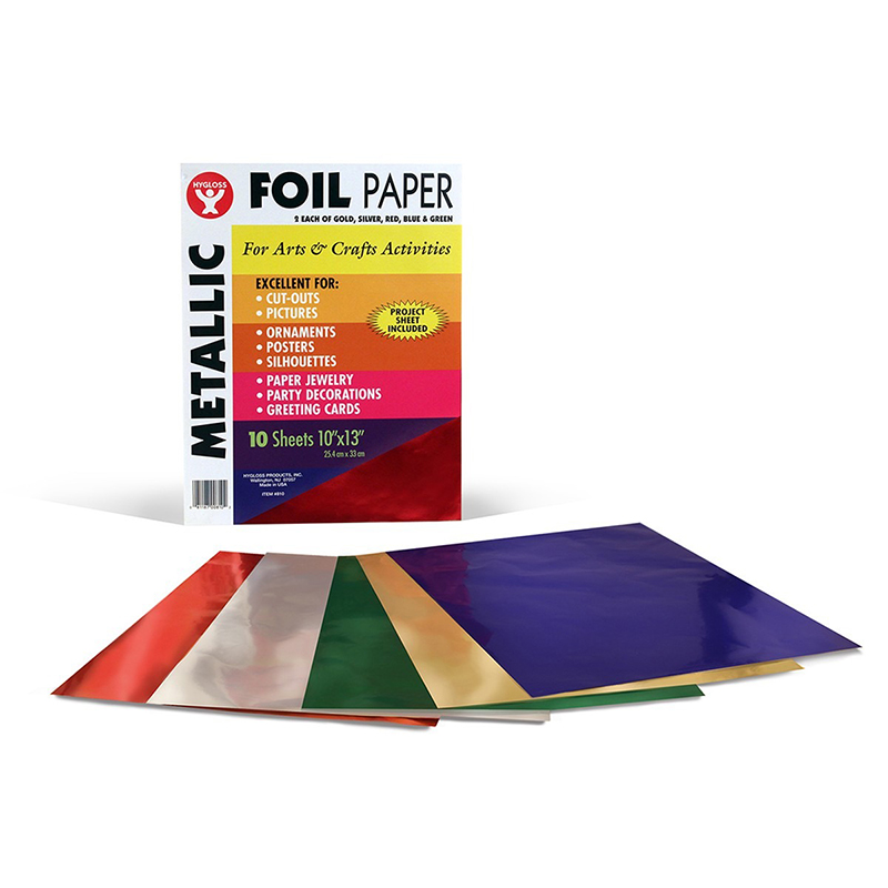 Metallic Foil Paper, 10" x 13", 5 Assorted Colors, 10 Sheets
