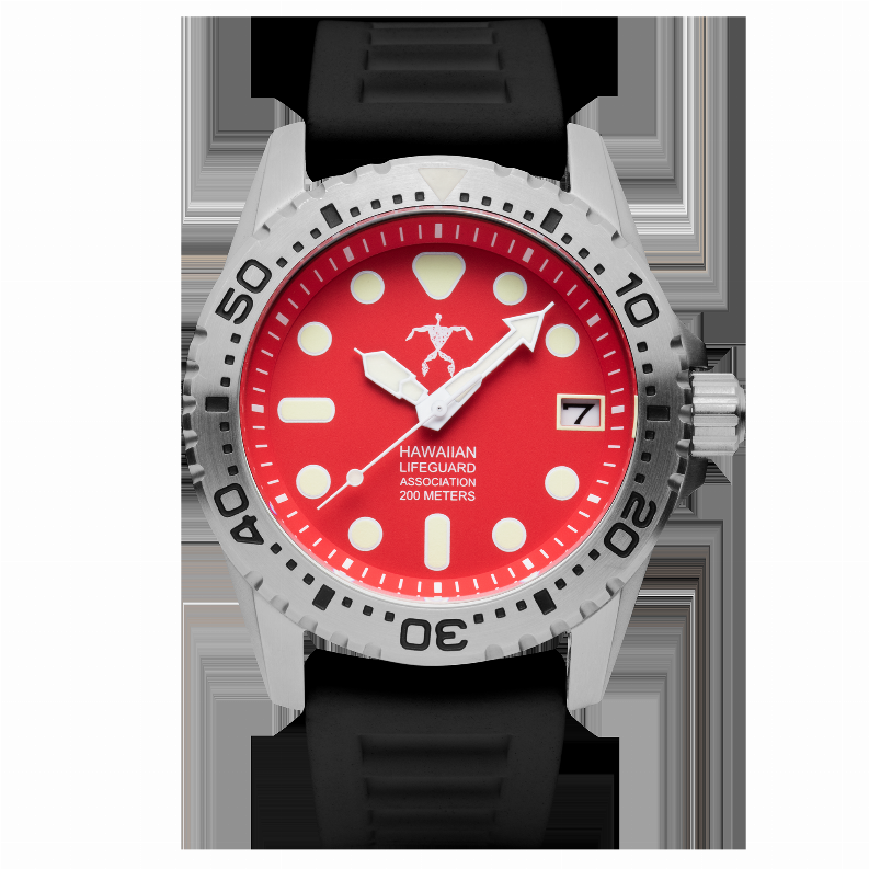 Hawaiian Lifeguard Association Dive Watch Quartz - one size - 42MMSS CASE/RED DIAL/BLACK STRAPHLA 5417