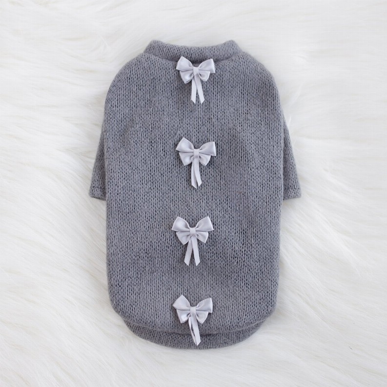 Dainty Bow Sweater - Small Pewter