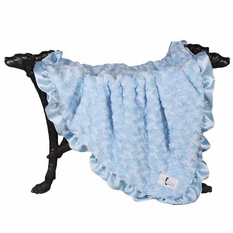Ruffle Baby Dog Blanket - Small Baby Blue