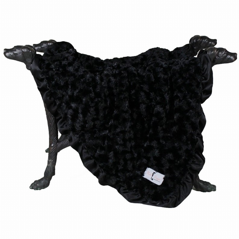 Ruffle Baby Dog Blanket - Small Black