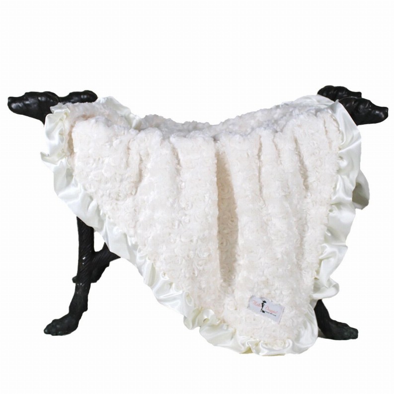 Ruffle Baby Dog Blanket - Large Cream