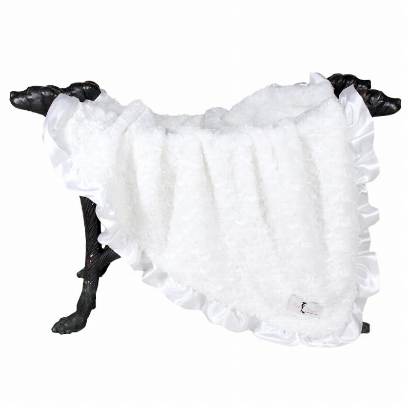 Ruffle Baby Dog Blanket - Large White