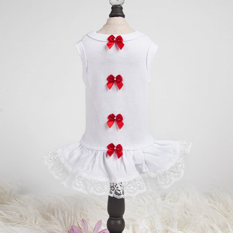 Sweetheart Dress - Medium White/Red