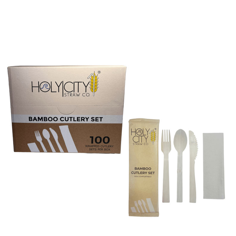 Disposable Wrapped Bamboo Cutlery Sets 