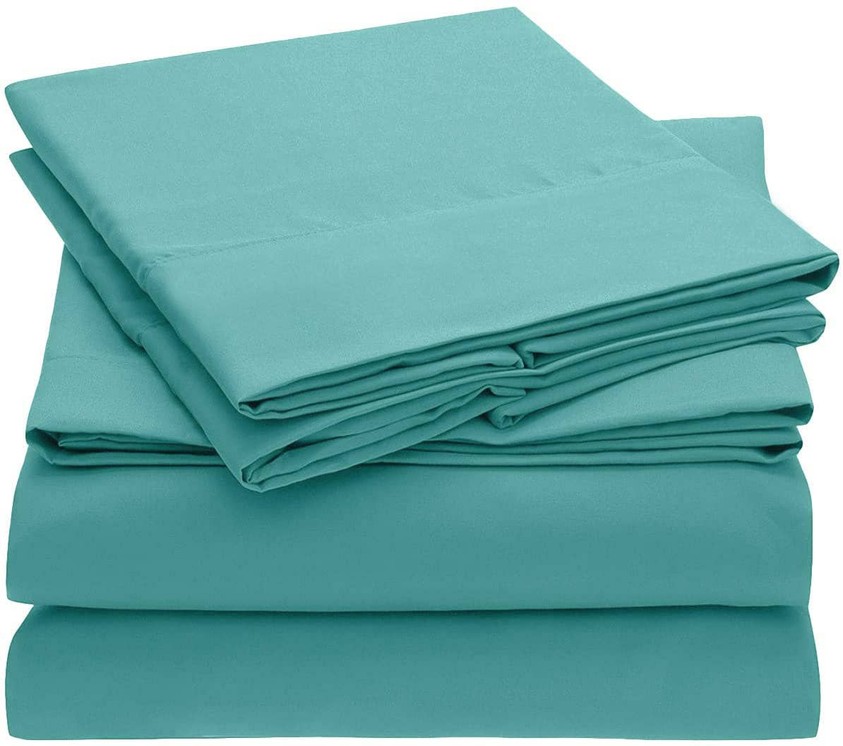 Embroidery Soft Sheet Set Wrinkle Resistant Twin Blue 