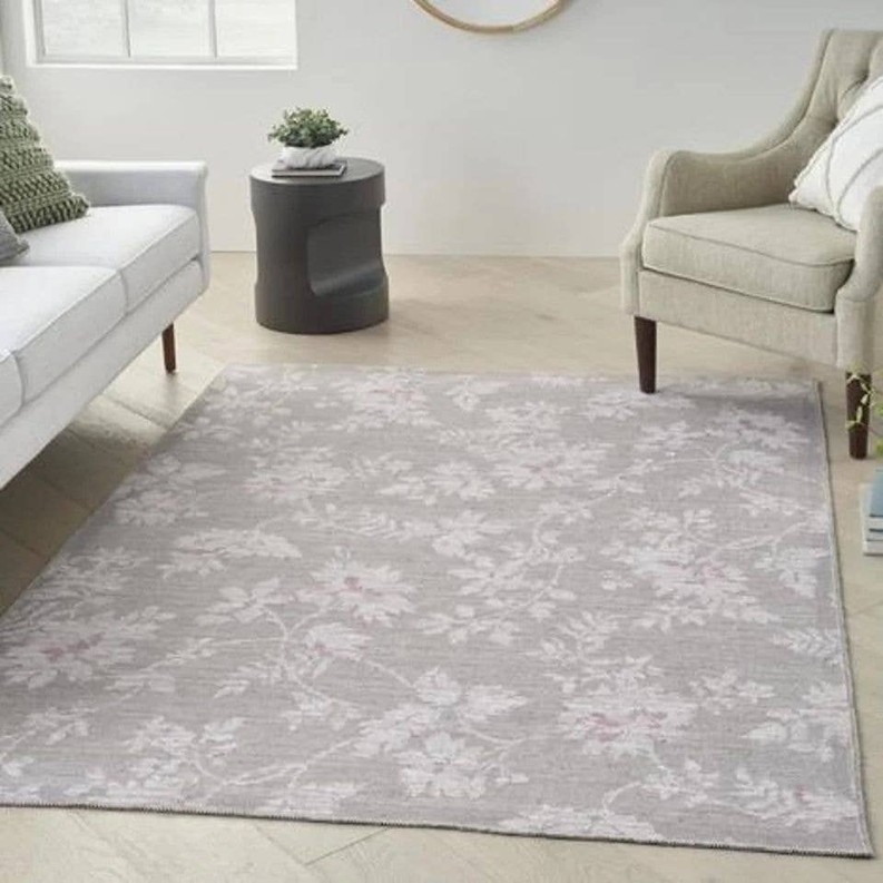 Floral Washable Rectangle Area Rug