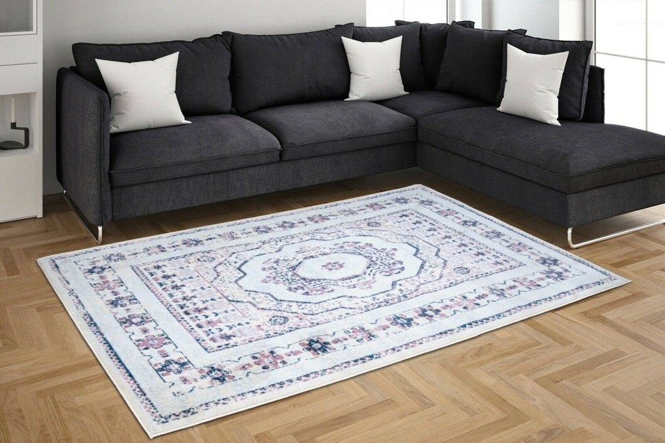 Medallion Traditional Oriental Area Rug 5x7  Blue, Pink