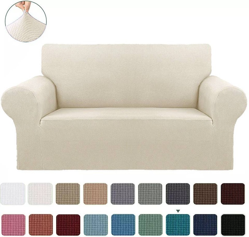 Slipcover Sofa & Loveseat Cover 4-Way Stretch Beige