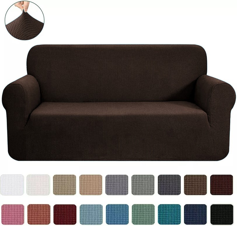 Slipcover Sofa & Loveseat Cover 4-Way Stretch Chocolate