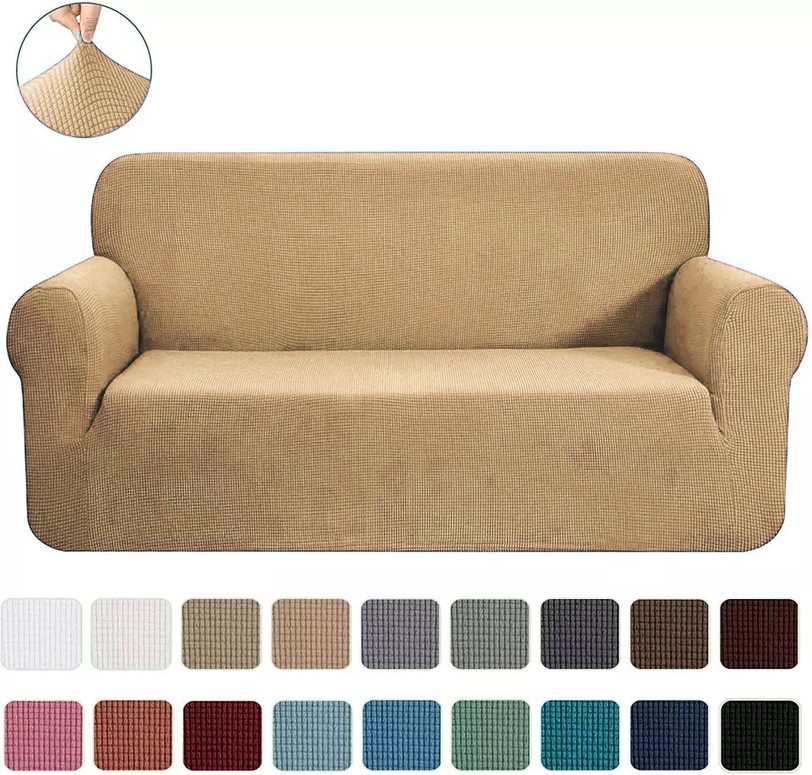 Slipcover Sofa & Loveseat Cover 4-Way Stretch Gold