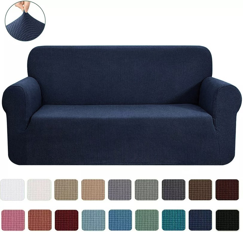 Slipcover Sofa & Loveseat Cover 4-Way Stretch Navy