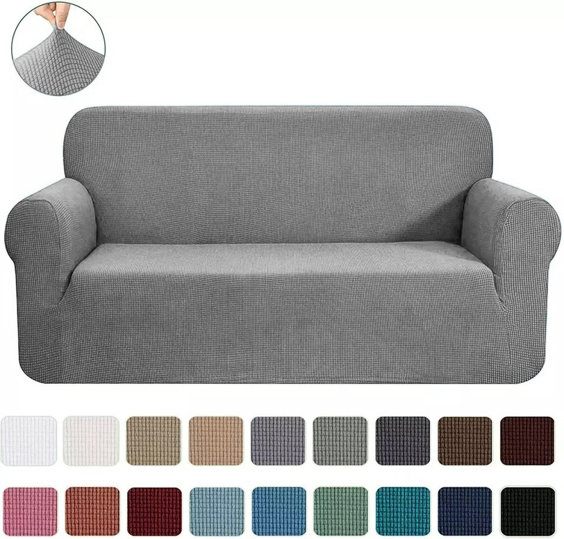Slipcover Sofa & Loveseat Cover 4-Way Stretch Silver