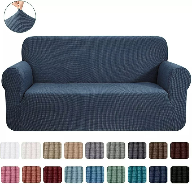 Slipcover Sofa & Loveseat Cover 4-Way Stretch Slate Blue