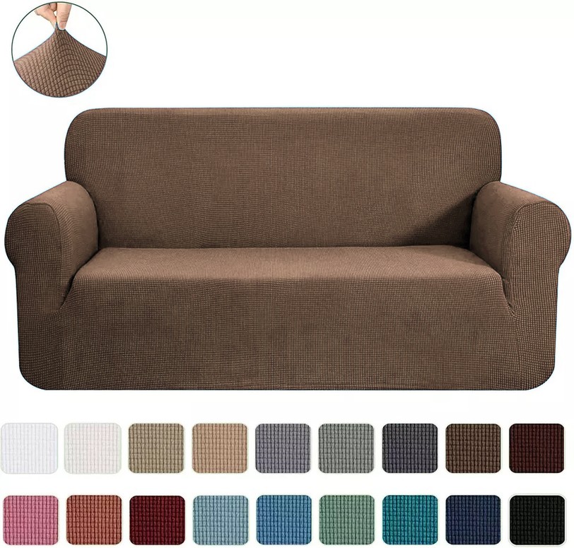 Slipcover Sofa & Loveseat Cover 4-Way Stretch Taupe