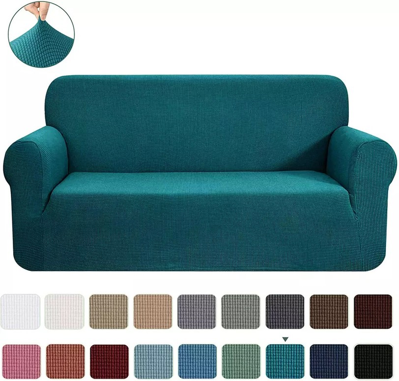 Slipcover Sofa & Loveseat Cover 4-Way Stretch Teal