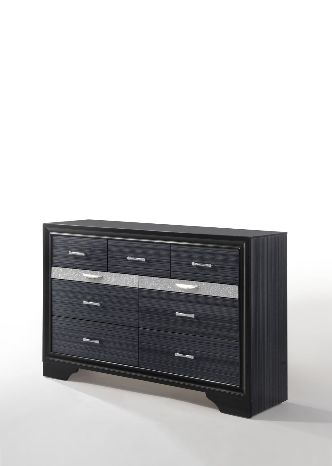 39" Contemporary Black Wood Finish Dresser with 9 Drawers