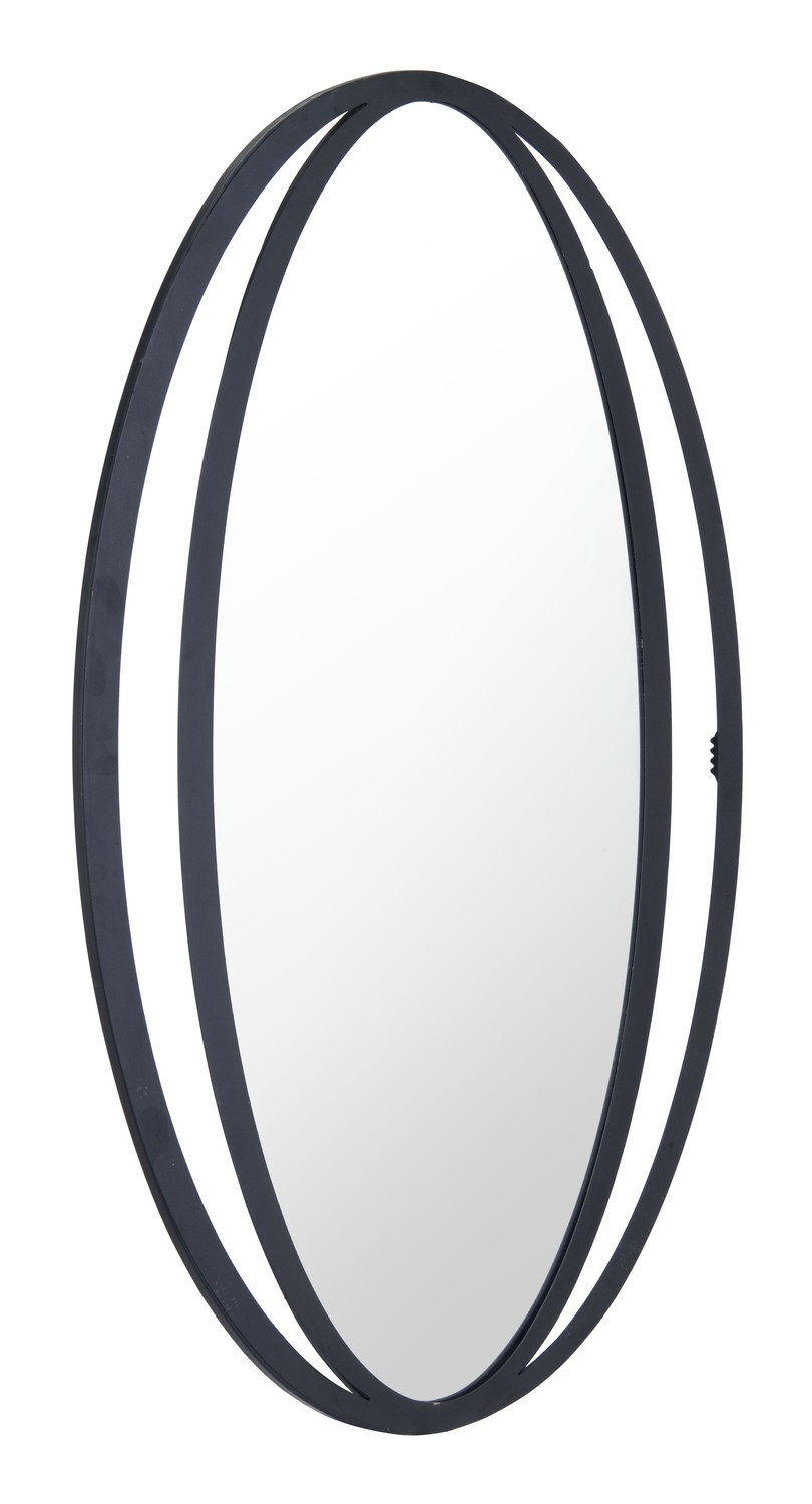 20.5" x 0.6" x 31.3" Black, Steel & Mirror, Oval Mirror