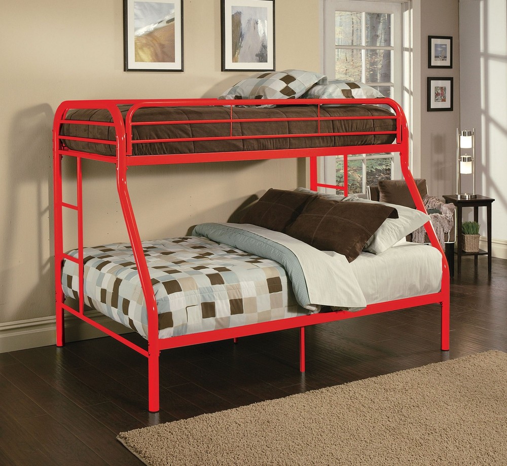 78" X 54" X 60" Twin Over Full Red Metal Tube Bunk Bed