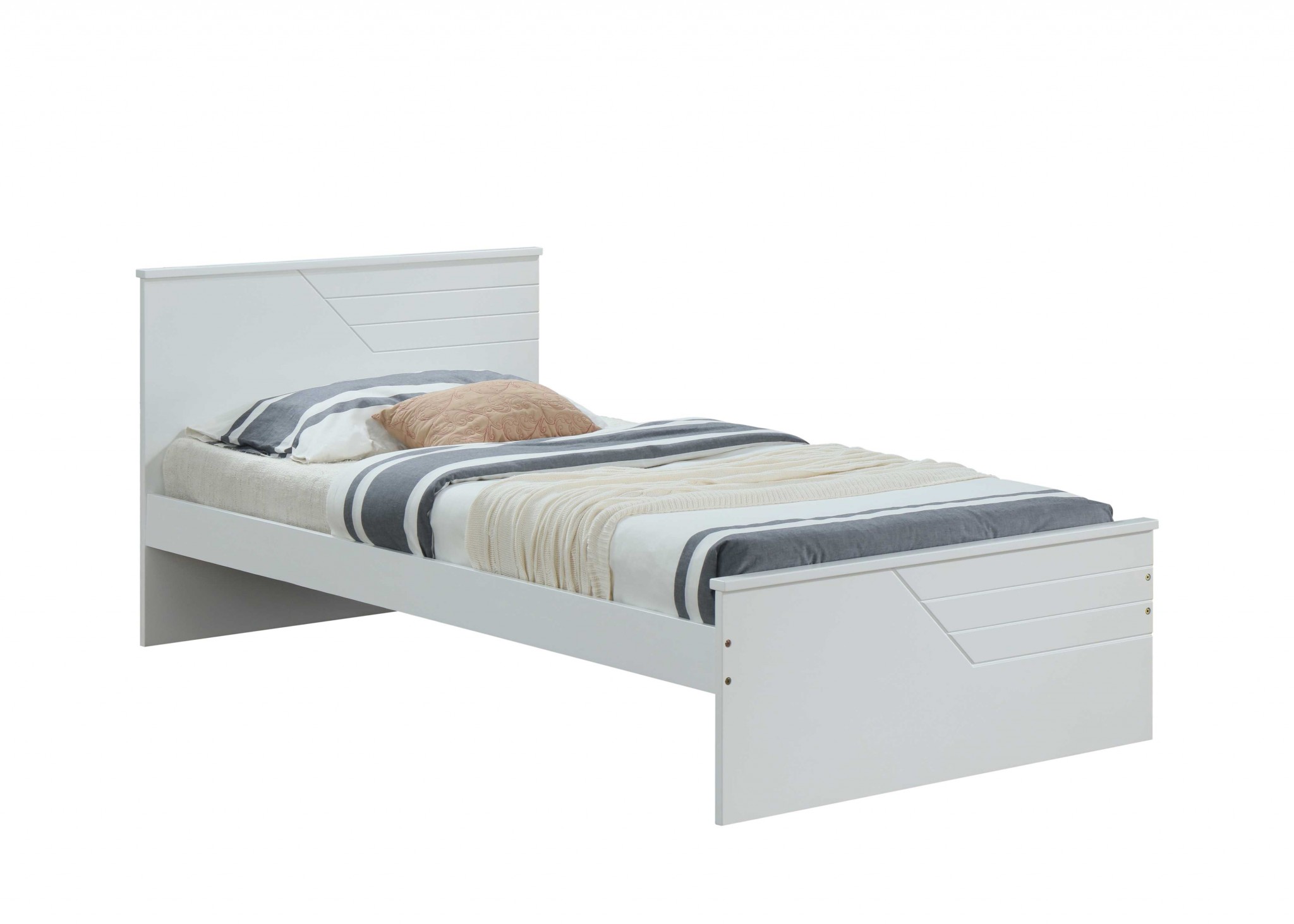 77" X 41" X 32" Twin White Solid Wood Bed