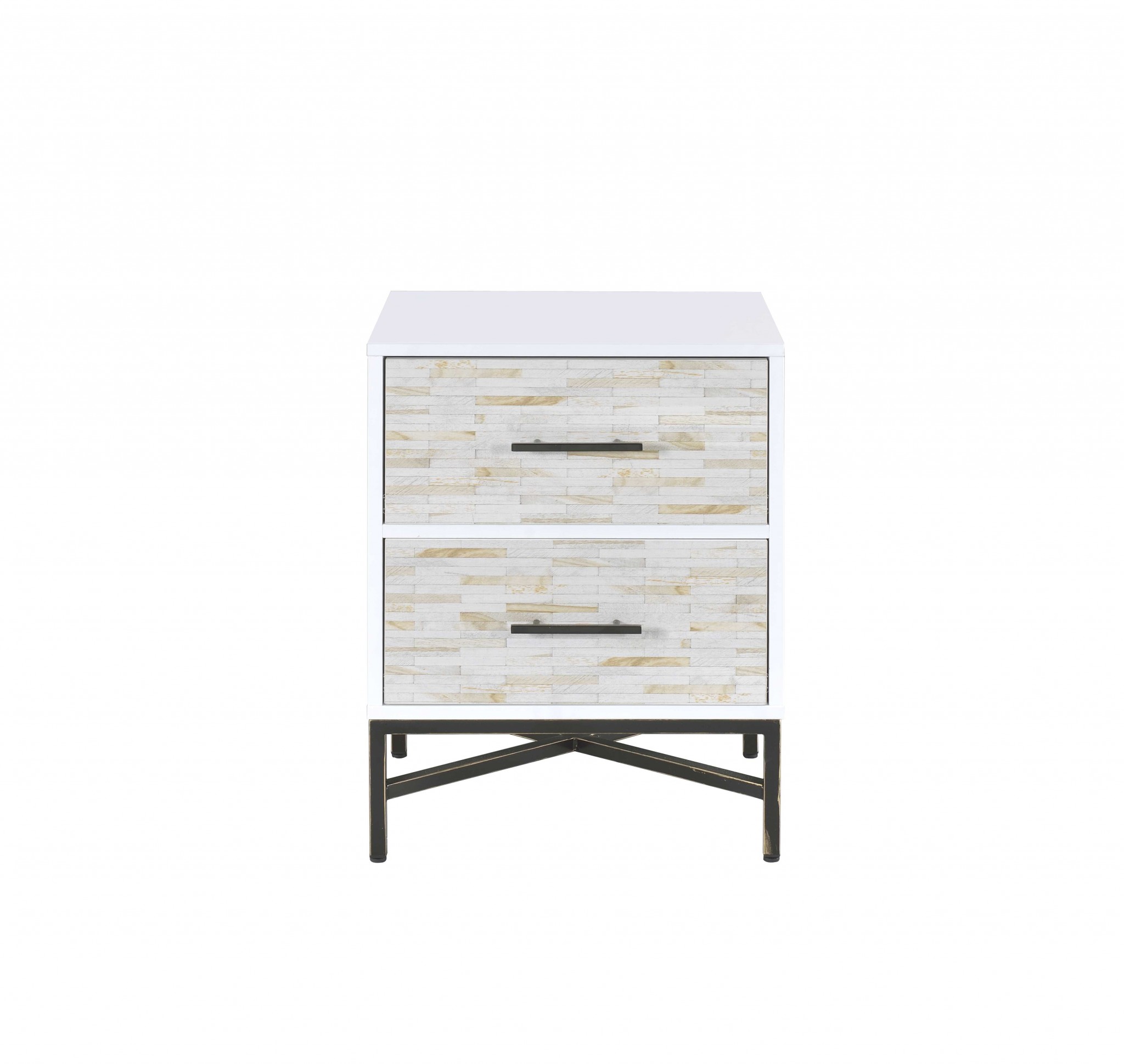 20" X 18" X 26" White And Black Wooden Nightstand