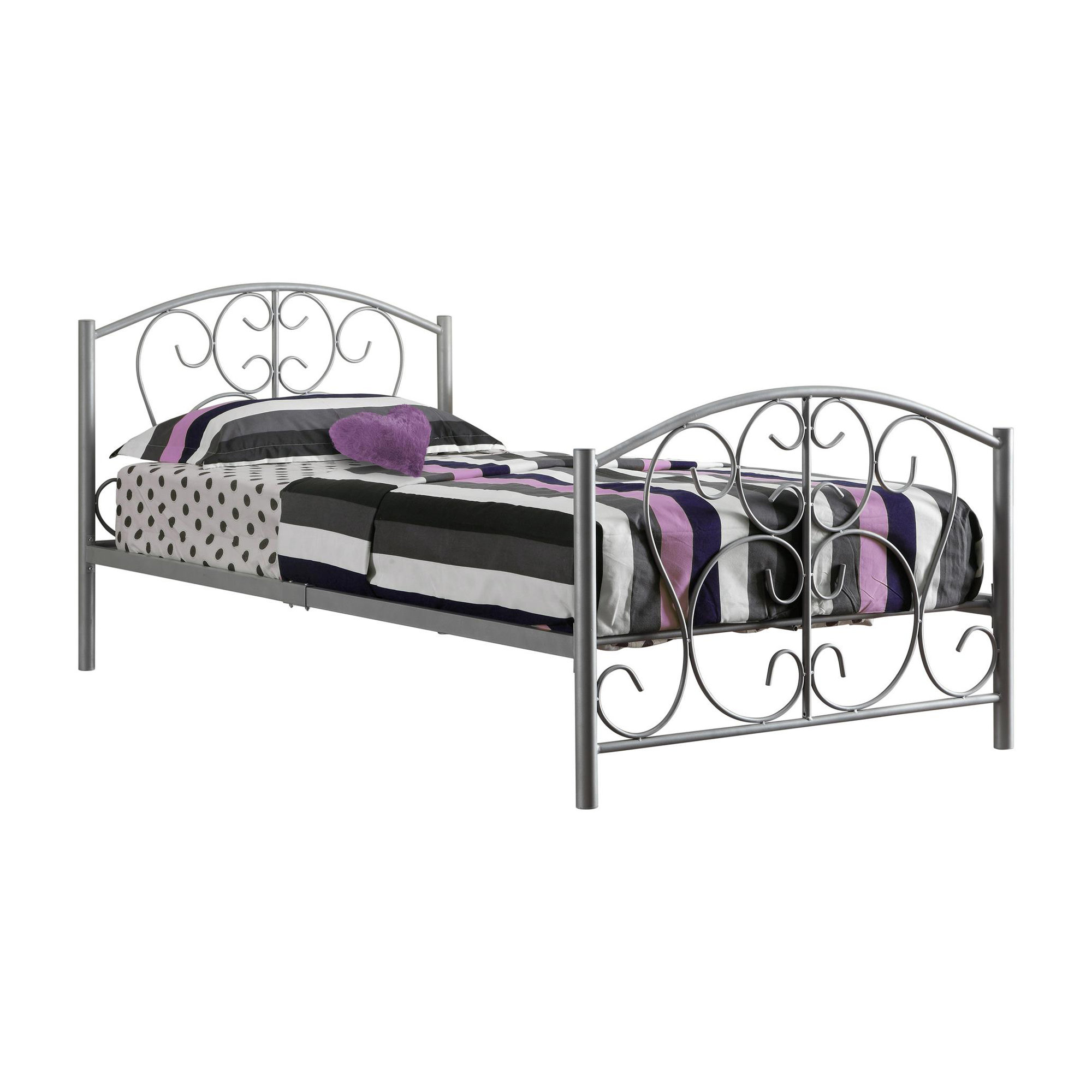 78" x 41" x 37" Silver Metal Twin Size Bed