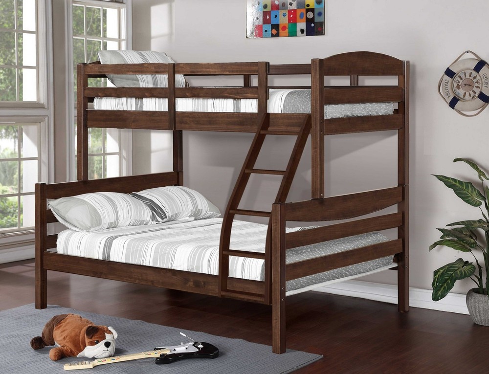 81" X 42.5-57.25" X 66.75" Brown Solid and Manufactured Wood Twin or Full Bunk Bed