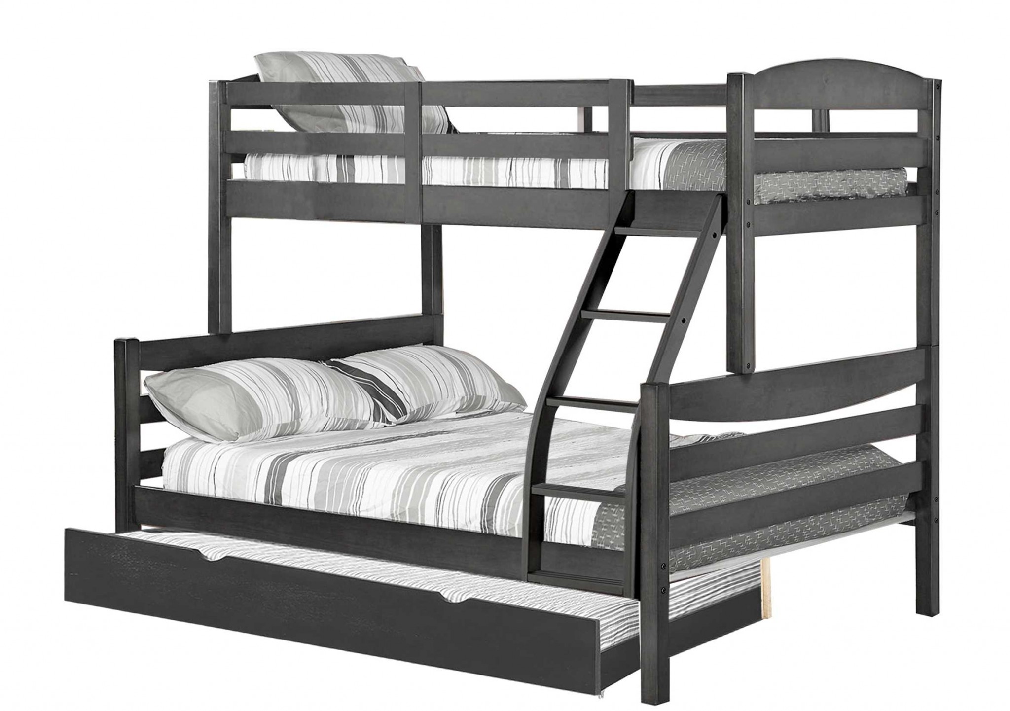 81" X 42.5-57.25" X 66.75" Grey Solid and Manufactured Wood Twin or Full Bunk Bed with Matching Trundle