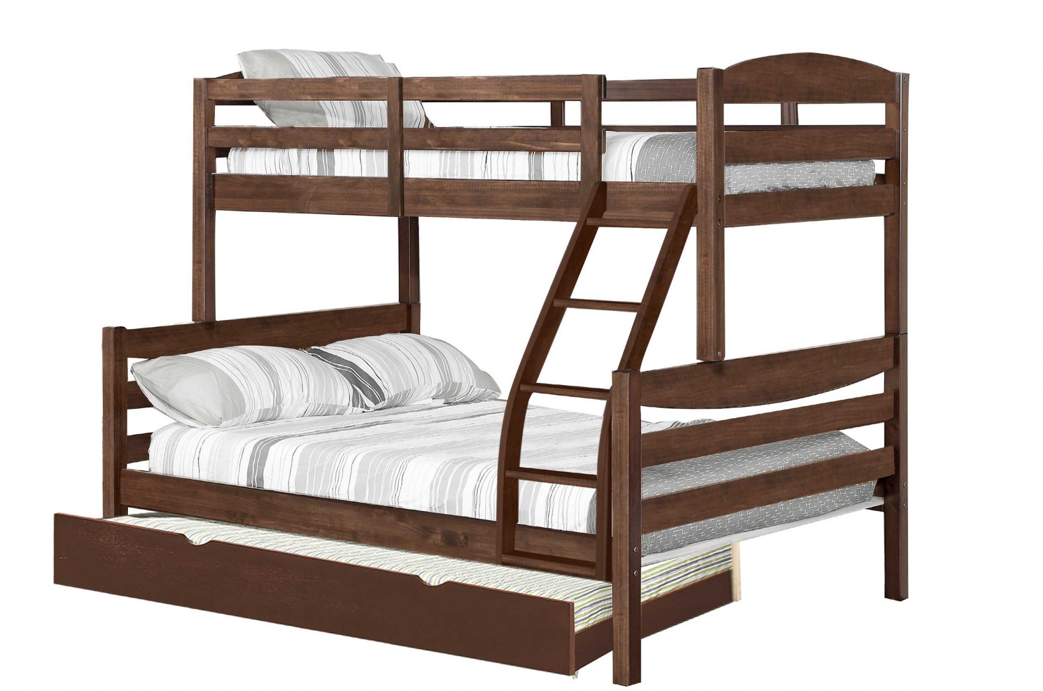 81" X 42.5-57.25" X 66.75" Brown Solid and Manufactured Wood Twin or Full Bunk Bed with Matching Trundle