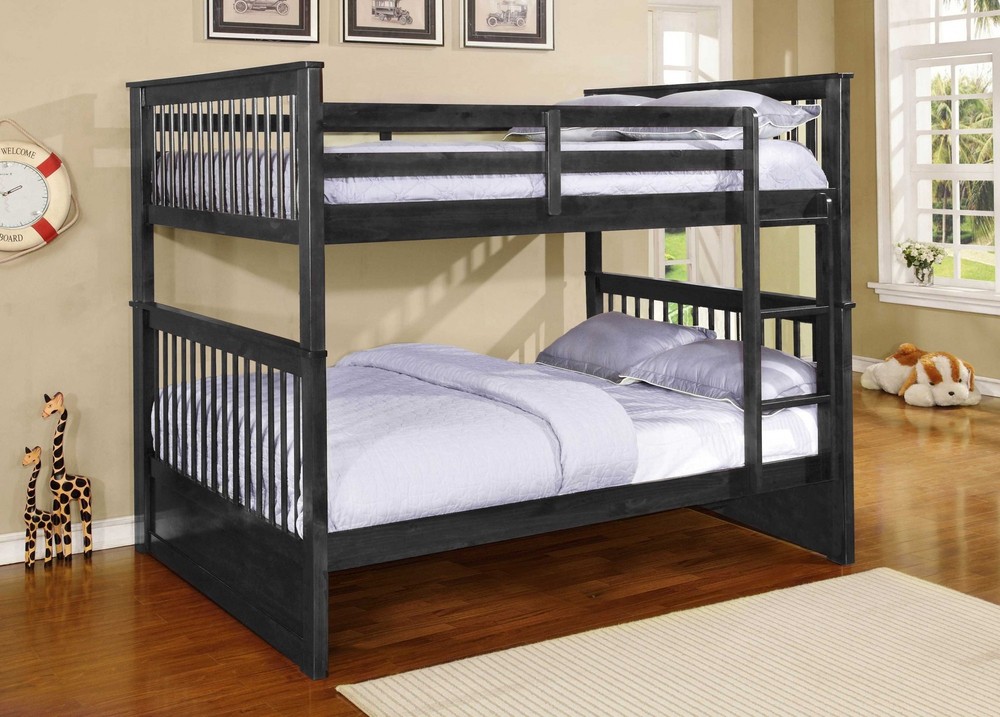 80.25" X 58.5" X 68.75" Charcoal Solid Wood and Manufactured Wood Full or Full Bunk Bed