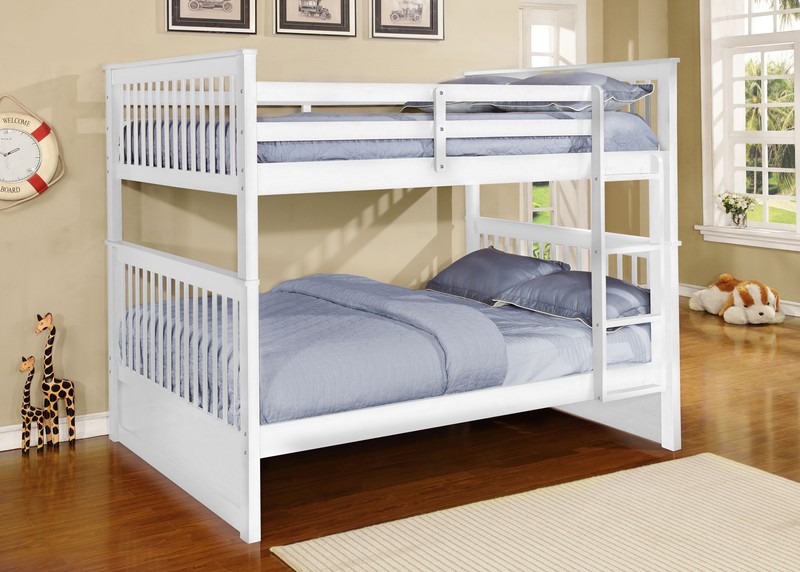 80.25" X 58.5" X 68.75" White Solid Wood and Manufactured Wood Full or Full Bunk Bed