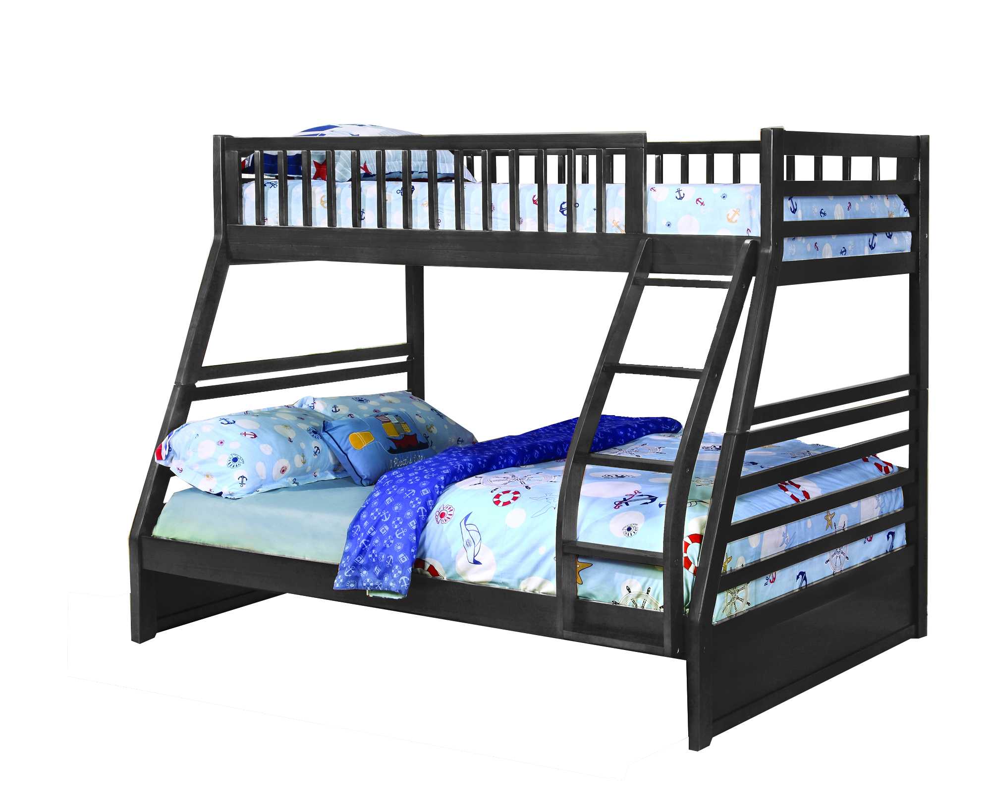 78.75" X 42.5-57.25" X 65" Grey Manufactured Wood and Solid Wood Twin or Full Bunk Bed