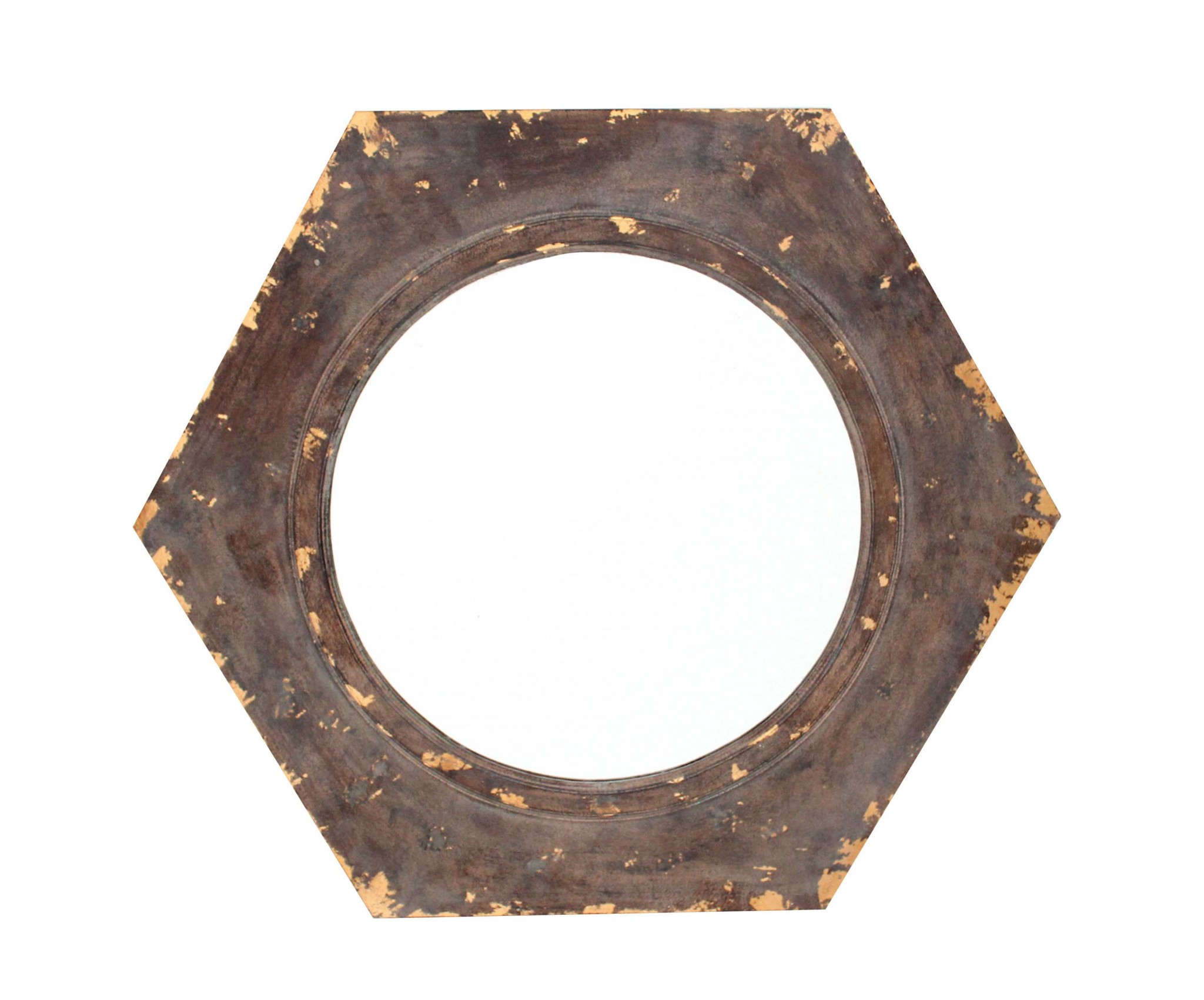23.5" x 27" x 3.5" Bronze, Vintage Round, Hexagon Frame - Cosmetic Mirror