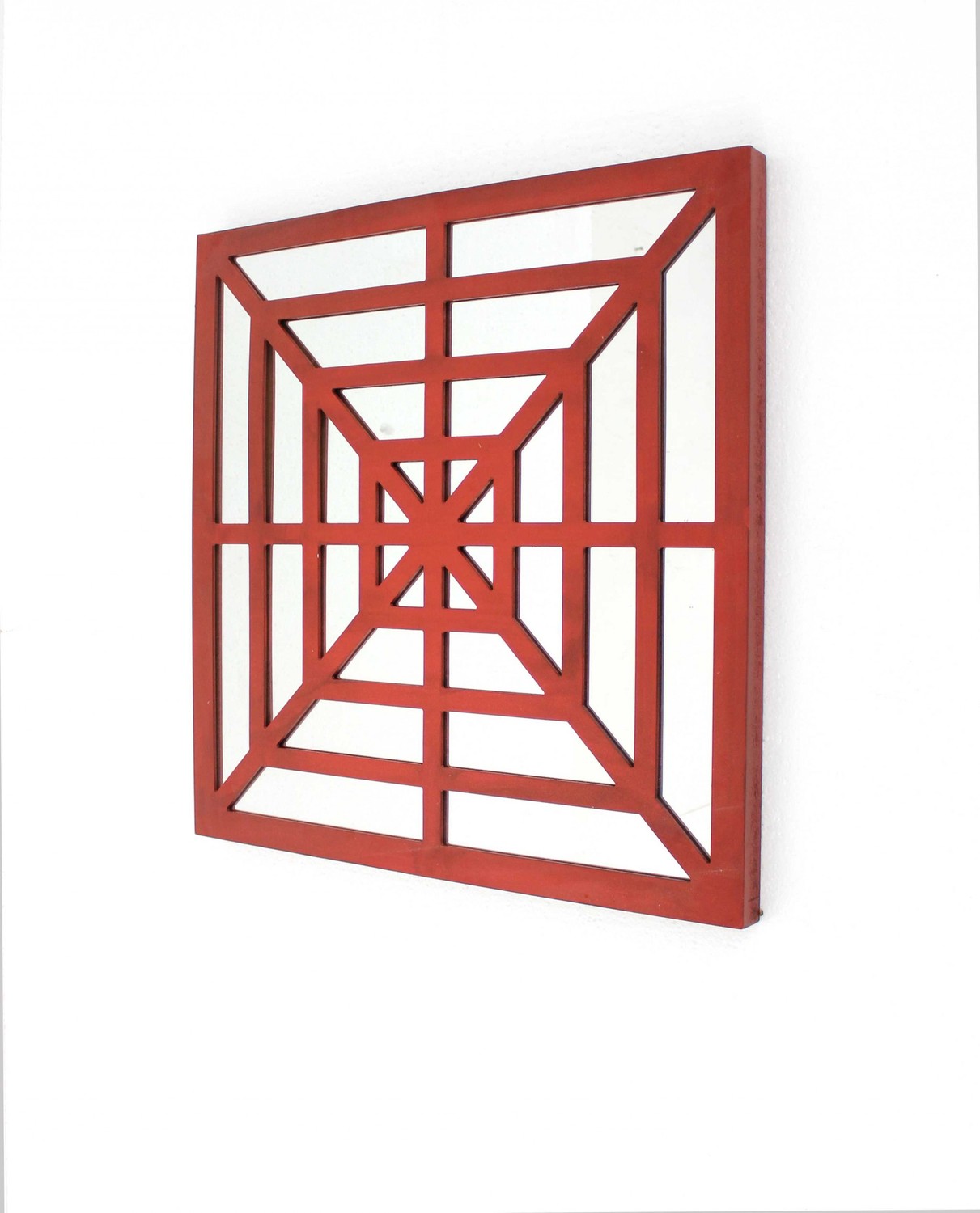 1.25" x 23.25" x 23.25" 23.25" x 1.25" x 23.25 Red, Mirrored, Wooden - Wall Decor