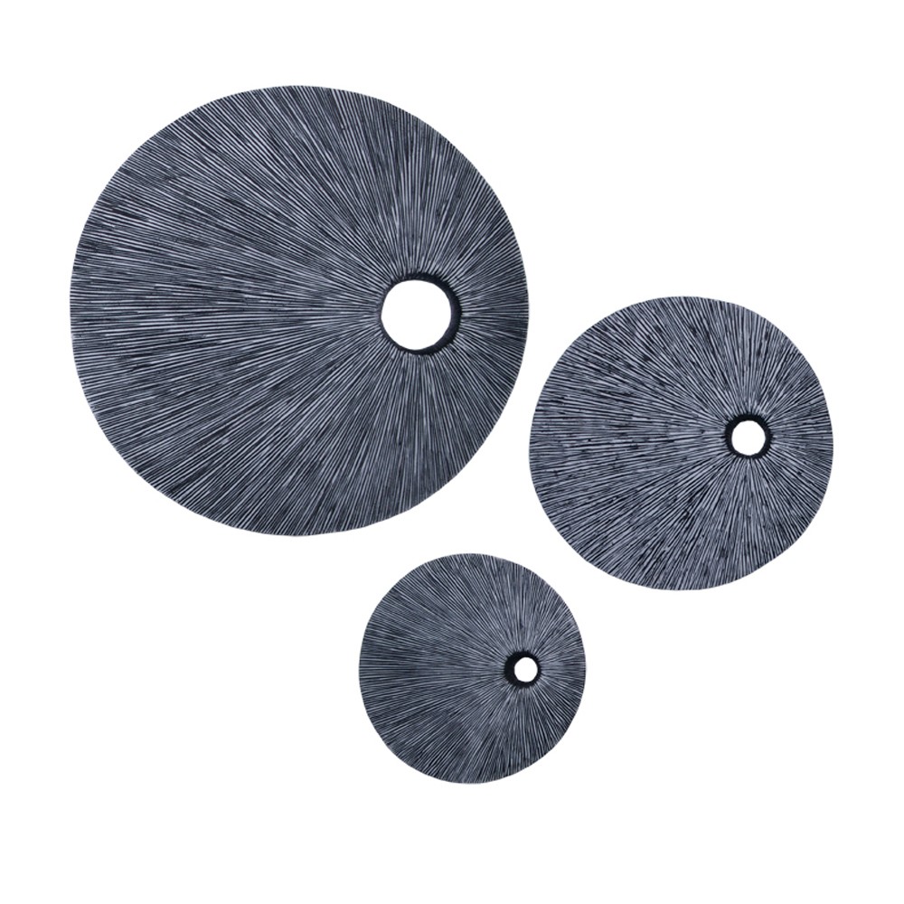 1" x 30" x 30" Gray, Sandstone, Ribbed, Round with Top Hole - Wall Decor