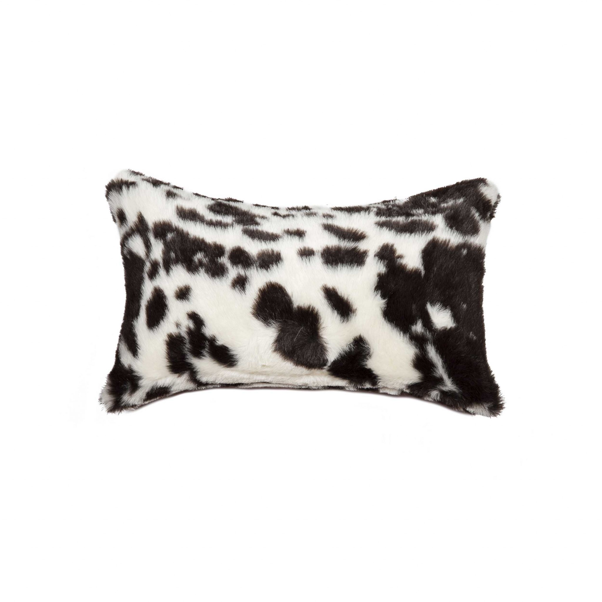 12" x 20" x 5" Brownsville Chocolate And White Faux Fur - Pillow