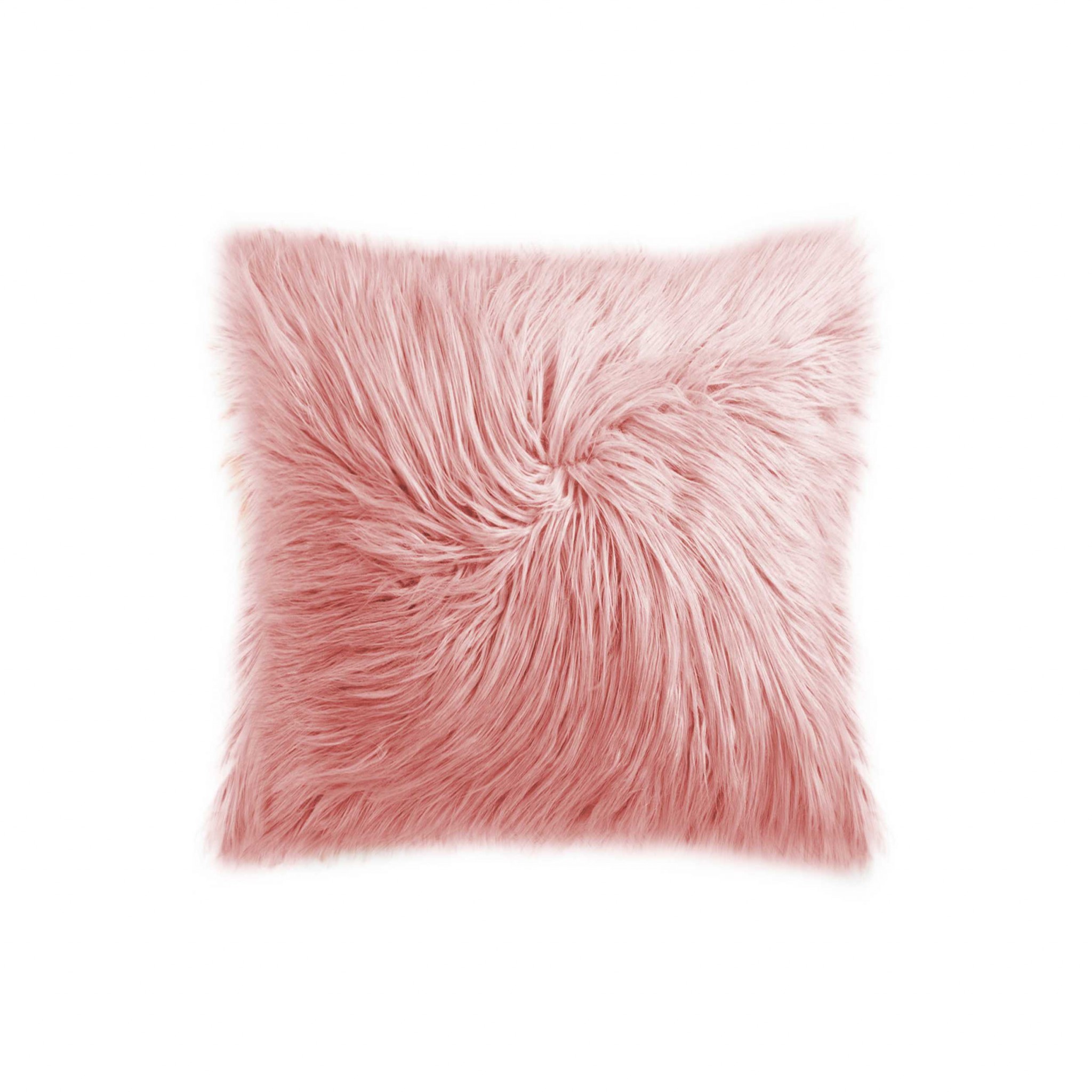 20" x 20" x 5" Dusty Rose Sheepskin Faux Fur - Pillow