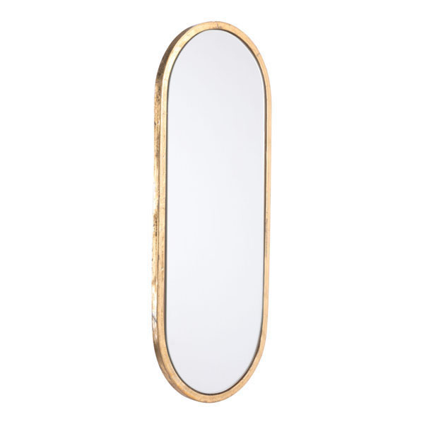 8.1" X 0.8" X 19.9" Oval Gold Steel Mirror