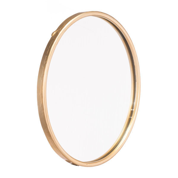 15.9" X 1" X 15.9" Small Size And Simple Design Gold Steel Mirror