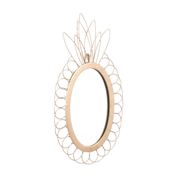 8.7" X 0.6" X 15.4" Whimsical Gold Pineapple Mirror