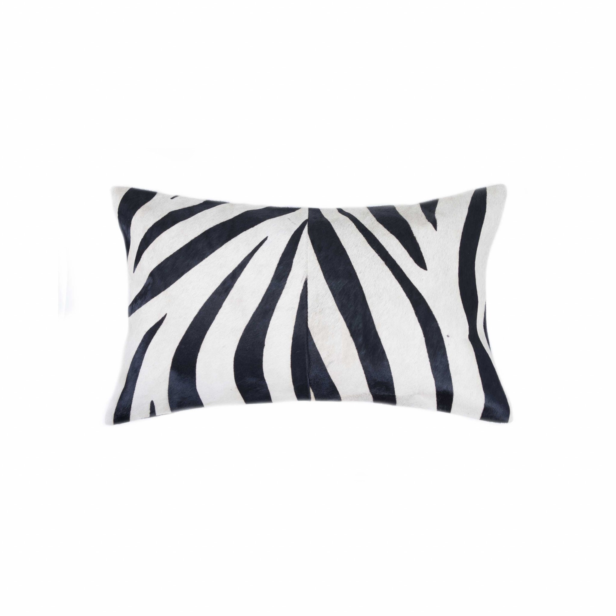 12" x 20" x 5" Zebra Black On White Cowhide - Pillow