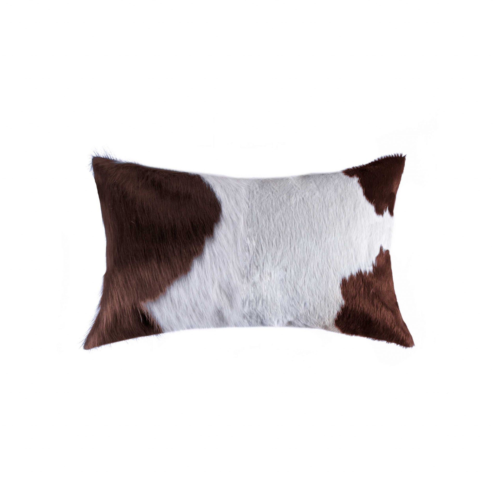 12" x 20" x 5" White And Brown Cowhide - Pillow