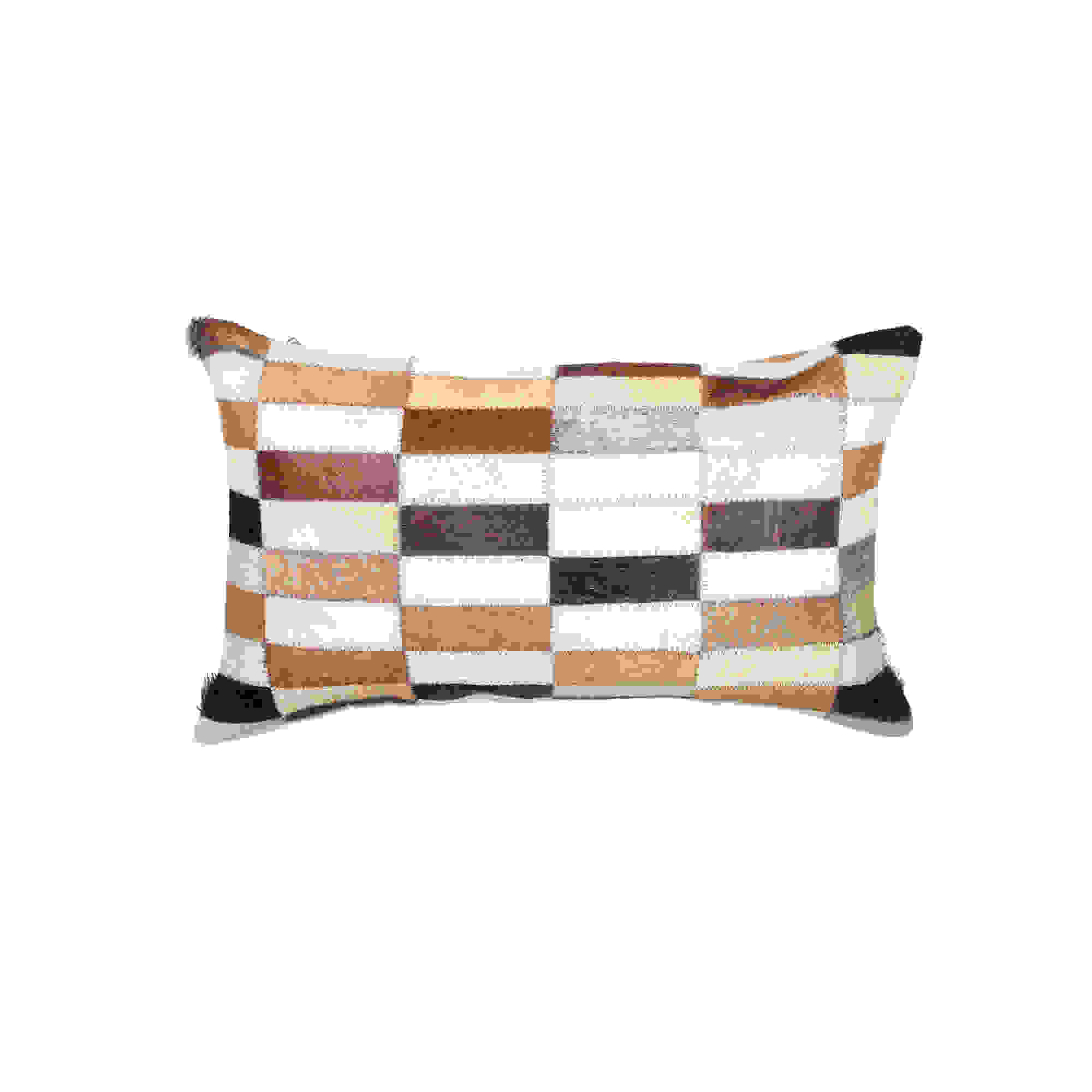 12" x 20" x 5" Tricolor Linear Cowhide - Pillow
