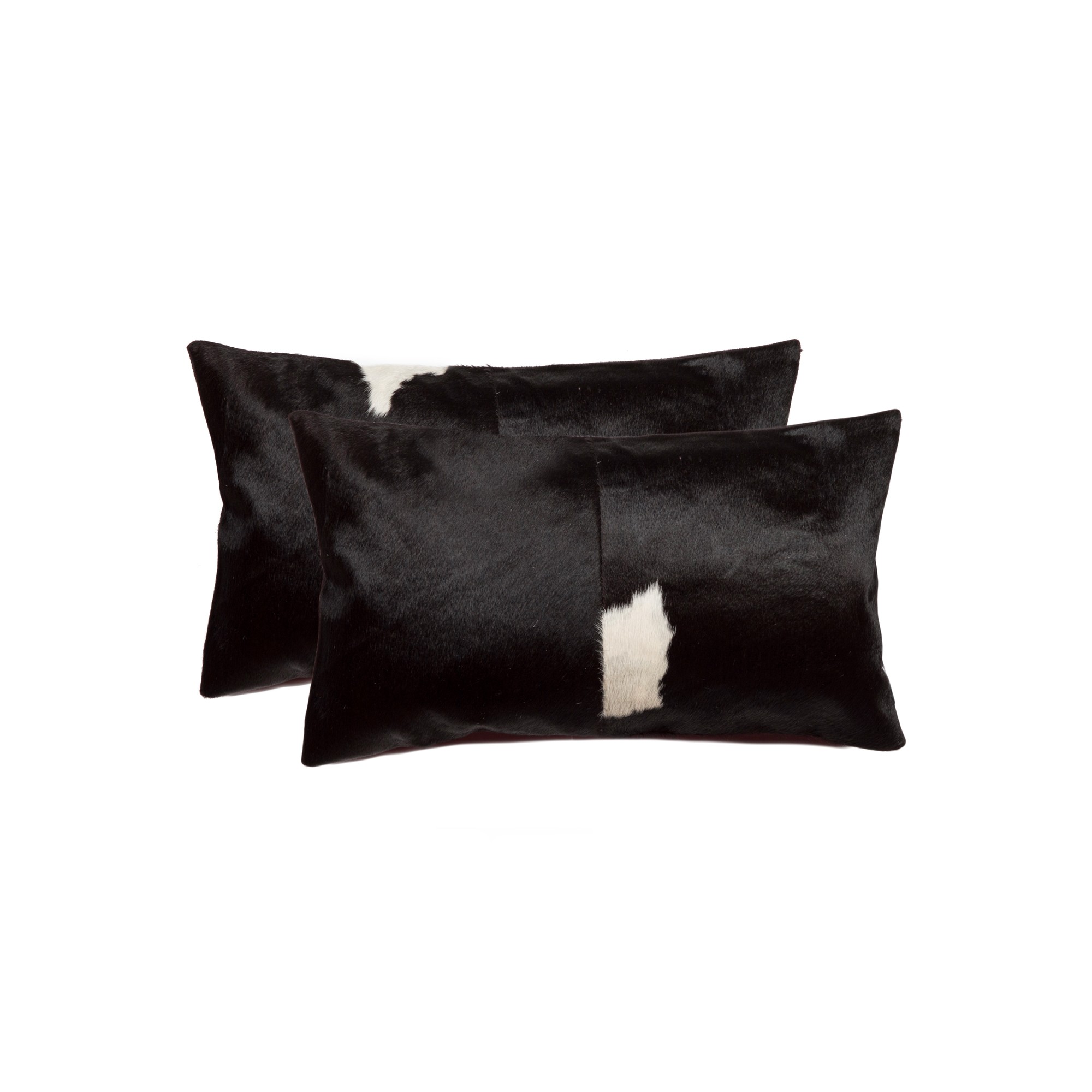 12" x 20" x 5" Black And White, Cowhide - Pillow 2-Pack
