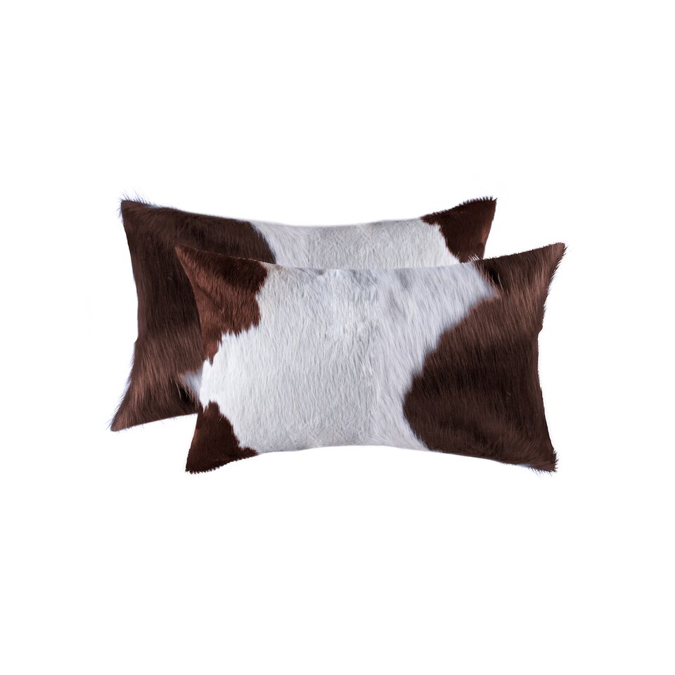 12" x 20" x 5" White And Brown, Cowhide - Pillow 2-Pack