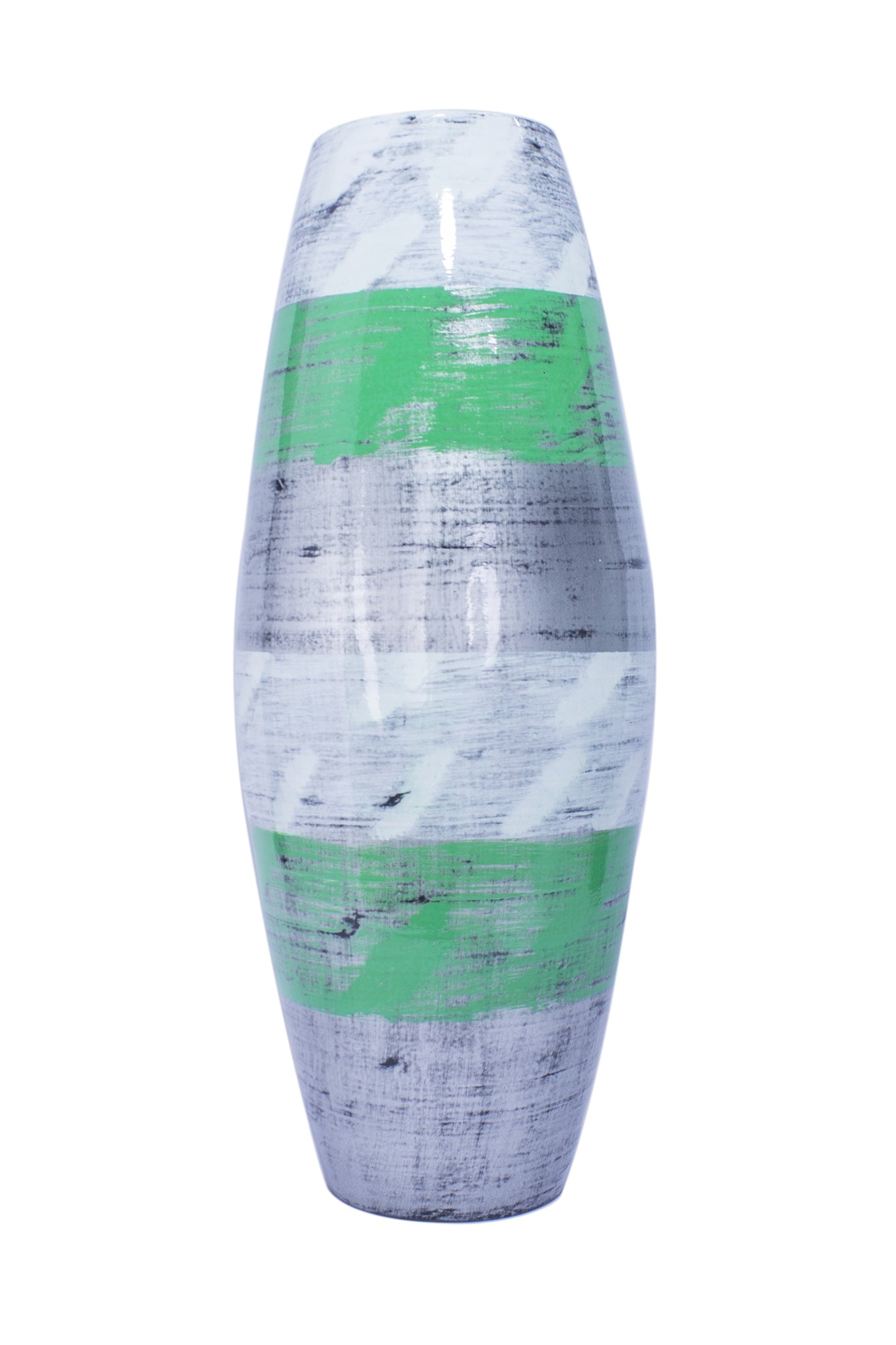 12" X 12" X 27" White, Green, Silver Bamboo Spun Bamboo Floor Vase