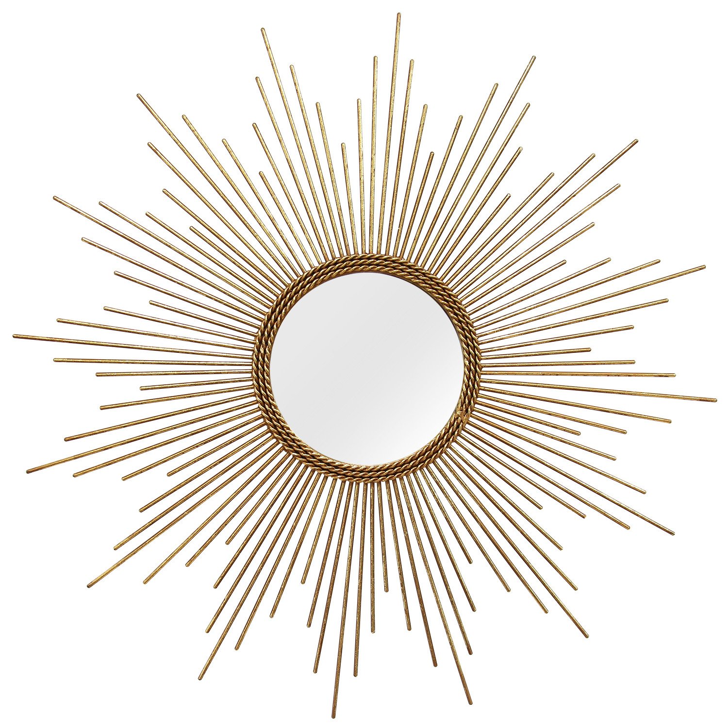26" Round Gold Metal Sunburst Framed Wall Mirror
