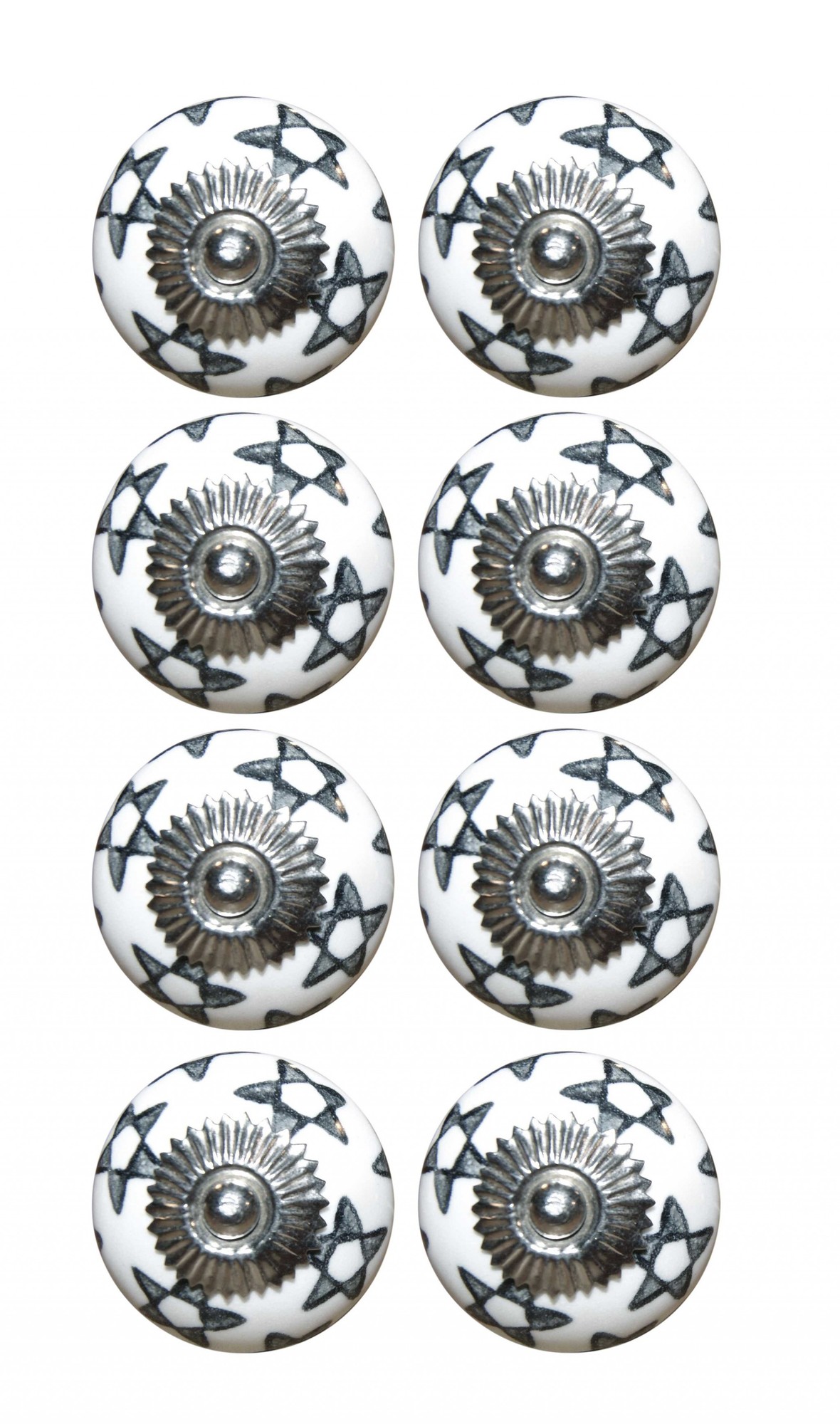 1.5" x 1.5" x 1.5" White, Silver And Gray - Knobs 8-Pack